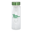 WB8437-C
	-500 ML. (17 FL. OZ.) WATER BOTTLE WITH FRUIT INFUSER-Clear Glass (bottle) Lime Green (lid) (Clearance Minimum 30 Units)